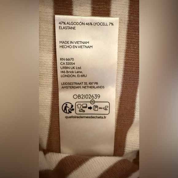 Free People We The Free Good Stripe Turtleneck Brown and White XS - Picture 9 of 9